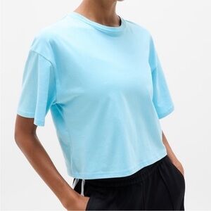 NWT Athleta True Cotton Crop Tee in Aqua Blue